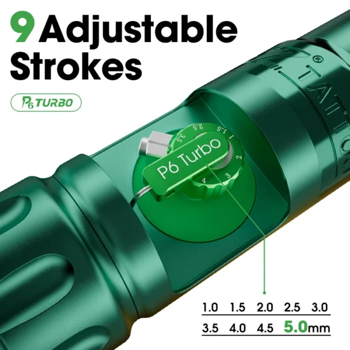 P6 Turbo Adjustable Stroke Wireless Tattoo Machine