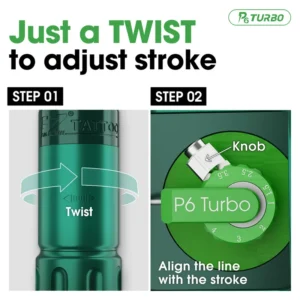 P6 Turbo Adjustable Stroke Wireless Tattoo Machine